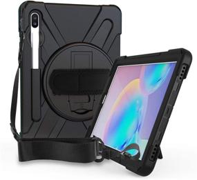 img 3 attached to 📱 KIQ Galaxy Tab S7 Plus 12.4 Case - Shockproof Dual-Layer Cover with Kickstand, Handstrap, Shoulderstrap - Durable Protection for Samsung Galaxy Tab S7+ 2020 (SM-T970) - Shield Black