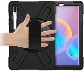 img 1 attached to 📱 KIQ Galaxy Tab S7 Plus 12.4 Case - Shockproof Dual-Layer Cover with Kickstand, Handstrap, Shoulderstrap - Durable Protection for Samsung Galaxy Tab S7+ 2020 (SM-T970) - Shield Black