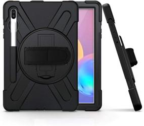 img 2 attached to 📱 KIQ Galaxy Tab S7 Plus 12.4 Case - Shockproof Dual-Layer Cover with Kickstand, Handstrap, Shoulderstrap - Durable Protection for Samsung Galaxy Tab S7+ 2020 (SM-T970) - Shield Black