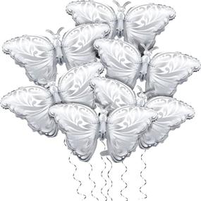 img 4 attached to 🎈 Pack of 6 Silver Aluminum Butterfly Foil Balloons for Wedding, Birthday, and Anniversary Party Decoration