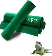 🐍 high-quality reptile carpet set - 4pcs soft green terrarium substrate liner for bearded dragon, lizards, gecko, chameleon, iguana, turtles, snakes (19.7" x 11.8") logo
