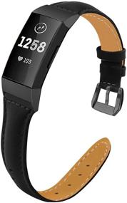 img 4 attached to 🤩 Stylish Leather Wristband for Fitbit Charge 4 and Charge 3 Smart Watch - Compatible with Men and Women