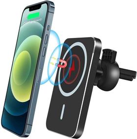 img 4 attached to 🚗 JAVONY Magnetic Car Air Vent Mount Wireless Car Charger Fast Holder - Automatic Clamping, 15W/10W/7.5W/5W Compatible with iPhone 12 Series & 12 Pro Max