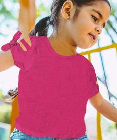 img 1 attached to 👚 Miss Popular Girls' T-Shirt with Stylish Shoulder Sleeves - Trendy Girls' Clothing