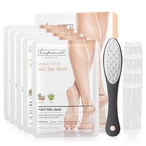 img 4 attached to 👣 Revive Your Feet with Foot Peel Mask (5 Pairs): 3-in-1 Foot Peeling Mask, Scrubber & Socks for Cracked Heels, Callus Remover, Natural Exfoliating for Dead Skin - Perfect Foot Care Kit for Women & Men