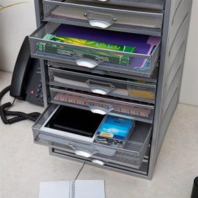 img 1 attached to 🗄️ Organize Your Workspace with the Mind Reader Silver 10 Drawer Mesh Desk Storage Organizer: Heavy Duty and Multi-Purpose Solution