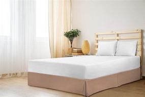img 1 attached to Premium Cotton King Bed Skirt with 15-Inch Drop in Solid Taupe Color - Hotel-Quality, Tailored Design, Wrinkle and Fade Resistant