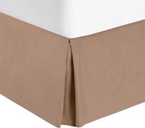 img 4 attached to Premium Cotton King Bed Skirt with 15-Inch Drop in Solid Taupe Color - Hotel-Quality, Tailored Design, Wrinkle and Fade Resistant