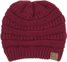 img 3 attached to 🧣 Funky Junque Solid Ribbed Beanie: Stretchy Cable Knit Slouchy Hat for Warmth and Style