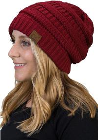 img 4 attached to 🧣 Funky Junque Solid Ribbed Beanie: Stretchy Cable Knit Slouchy Hat for Warmth and Style