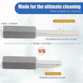 img 2 attached to 2-Pack Natural Pumice Stone Brush Toilet Bowl Cleaner | Long Handle for Efficient Household Cleaning | Ideal for Toilet, Pool, Bathroom, Tiles & BBQ Grills | Effective Hard Water Ring Remover