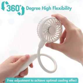 img 2 attached to Portable Neck Fan - Hands-Free, Ultra-Quiet USB Fan with 6 Speeds and Strong Wind for Outdoor Travel - White