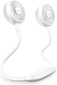 img 4 attached to Portable Neck Fan - Hands-Free, Ultra-Quiet USB Fan with 6 Speeds and Strong Wind for Outdoor Travel - White