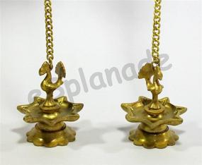 img 2 attached to 🪔 Exquisite eSplanade Krishna Wall Hanging Brass Diya with Bells - A Stunning Oil Lamp for Home Decor featuring Peacock Diya Pair