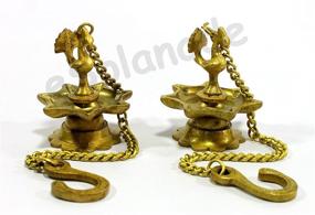 img 3 attached to 🪔 Exquisite eSplanade Krishna Wall Hanging Brass Diya with Bells - A Stunning Oil Lamp for Home Decor featuring Peacock Diya Pair