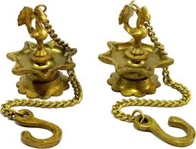 img 4 attached to 🪔 Exquisite eSplanade Krishna Wall Hanging Brass Diya with Bells - A Stunning Oil Lamp for Home Decor featuring Peacock Diya Pair
