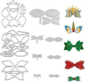 img 4 attached to 🦄 7 Piece Bow Cutting Dies Set - Unicorn and Crown Bow Templates for Hair Bows, Scrapbooking, and DIY Crafts