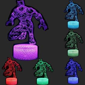 img 1 attached to 🦸 TEBOCR 3D Illusion Night Light: Superhero-themed Decor Lamp with 16 Color Changing Patterns for Kids