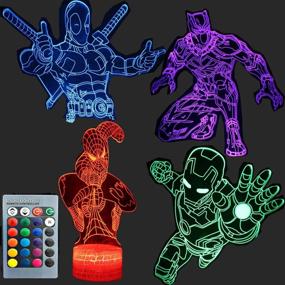 img 4 attached to 🦸 TEBOCR 3D Illusion Night Light: Superhero-themed Decor Lamp with 16 Color Changing Patterns for Kids