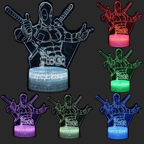 img 2 attached to 🦸 TEBOCR 3D Illusion Night Light: Superhero-themed Decor Lamp with 16 Color Changing Patterns for Kids