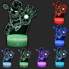 img 3 attached to 🦸 TEBOCR 3D Illusion Night Light: Superhero-themed Decor Lamp with 16 Color Changing Patterns for Kids