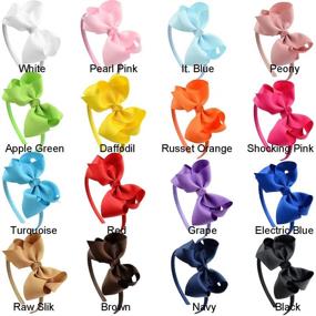 img 3 attached to 🎀 Set of 16 Grosgrain Ribbon Headbands with Hair Bows - Plastic Hair Hoops for Baby Girls and Kids - Hair Accessories