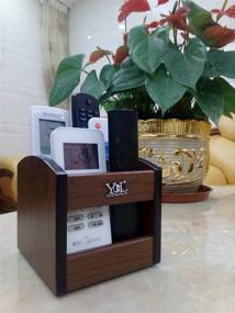 img 3 attached to Desk Pen Holder with Rotating Remote Organizer - Wooden Remote Control Caddy, Home Articles, Pencil Container @YCL815R