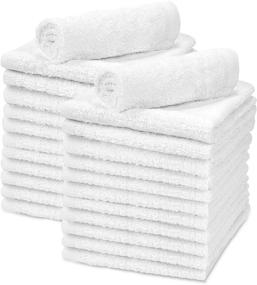 img 4 attached to 🧼 Talvania White Cotton Washcloths - Pack of 24 - Super Absorbent Face Towels - 12x12 Terry Bath Wash Cloth Set