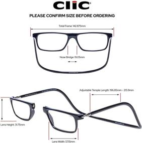 img 1 attached to CliC Magnetic Reading Glasses with Replaceable Lens, Adjustable Temples - Executive Style, Black, 2.00 Magnification