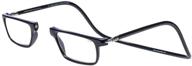 clic magnetic reading glasses with replaceable lens, adjustable temples - executive style, black, 2.00 magnification logo