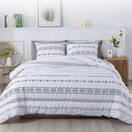 litanika white boho comforter full size (79x90 inch), 3-piece set with 1 bohemian comforter and 2 pillowcases – geometric striped arrow design, soft microfiber down alternative bedding set logo