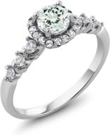 💍 gem stone king aquamarine and white topaz 925 sterling silver women's wedding luxury engagement ring (0.87 cttw, gemstone birthstone, sizes 5-9) logo