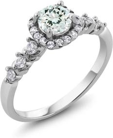 img 4 attached to 💍 Gem Stone King Aquamarine and White Topaz 925 Sterling Silver Women's Wedding Luxury Engagement Ring (0.87 Cttw, Gemstone Birthstone, Sizes 5-9)