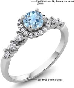 img 1 attached to 💍 Gem Stone King Aquamarine and White Topaz 925 Sterling Silver Women's Wedding Luxury Engagement Ring (0.87 Cttw, Gemstone Birthstone, Sizes 5-9)