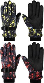 img 4 attached to 🧤 2 Pairs Kids Winter Ski Gloves - Waterproof, Windproof, Unisex Black Blue Lining - Warm Gloves for Outdoor Activities