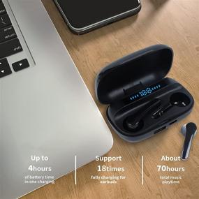 img 2 attached to 🎧 Wireless Earbuds with Extra-Deep Bass, 70H Playtime, Fast Charging Case - Bluetooth Headphones with IPX6 Waterproof, Noise Cancelling & Comfortable Sport Design (Black)