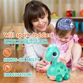 img 3 attached to Игрушечная машина Kidpal Baby Toy Car для детей от 6 до 12 месяцев | Для мальчиков и девочек - Динозавр-ходячая машина с 🚗 светом и музыкой | Игрушка для детей от 1 до 2 лет | Универсальное колесо обучающая игрушка в подарок для детей от 18 до 24 месяцев.