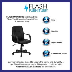 img 1 attached to 🪑 Comfort meets Style: Flash Furniture Mid-Back Black Glove Vinyl Executive Swivel Office Chair with Arms