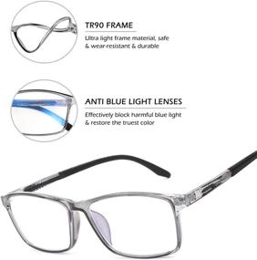 img 2 attached to FEISEDY Square Men TR90 Frame Blue Light Blocking Reading Glasses - B9026