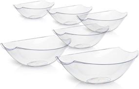 img 4 attached to 🍽️ Premium Set of 8 Disposable Plastic Serving Bowls for Parties - Oval Shape, 48 Oz Clear Plastic Bowls for Parties - Ideal for Salad Bar Buffet, Candy, and Chips