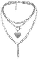 hmooy heart shaped photo locket pendant layered necklace: trendy punk chain statement jewelry for women and teens logo