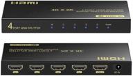 🔌 hdmi splitter 1x4 - 4k, 60hz full hd 1080p, 3d compatible - xbox, ps3/4, roku, blu-ray player logo