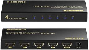 img 4 attached to 🔌 HDMI Splitter 1x4 - 4K, 60Hz Full HD 1080P, 3D Compatible - Xbox, PS3/4, Roku, Blu-Ray Player