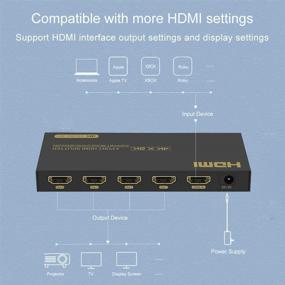img 1 attached to 🔌 Разветвитель HDMI 1x4 - 4К, 60 Гц Full HD 1080P, совместимость со 3D - Xbox, PS3/4, Roku, Blu-Ray плеер