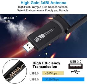img 1 attached to 📶 High Speed Wireless USB WiFi Adapter for Desktop PC, 1200Mbps Dual Band 5GHz/2.4GHz with USB 3.0, MU-MIMO, Antenna - Supports Mac OS 10.15 & Windows 10/8.1/8/7/XP