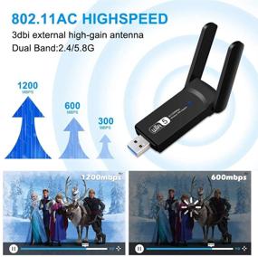 img 2 attached to 📶 High Speed Wireless USB WiFi Adapter for Desktop PC, 1200Mbps Dual Band 5GHz/2.4GHz with USB 3.0, MU-MIMO, Antenna - Supports Mac OS 10.15 & Windows 10/8.1/8/7/XP