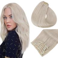 💁 vivien blonde 14 inch real human hair extensions - thick & invisible clip-in 7 piece set logo