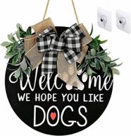 welcoming christmas front door sign: charming dogs hanging decoration for housewarming, restaurant, and outdoor décor (30x30cm) логотип