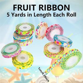 img 3 attached to 50 Yards Summer Fruit Trims Printed Grosgrain Ribbons - Ideal for DIY Wreaths, Crafts & Parties - Ice Cream, Beach, Lemon, Watermelon Decorative Ribbon - 3/8 Inch x 5 Yards - 10 Rolls