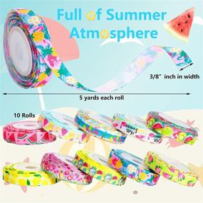 img 2 attached to 50 Yards Summer Fruit Trims Printed Grosgrain Ribbons - Ideal for DIY Wreaths, Crafts & Parties - Ice Cream, Beach, Lemon, Watermelon Decorative Ribbon - 3/8 Inch x 5 Yards - 10 Rolls